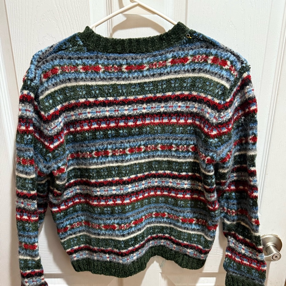 Vintage Maurice’s red,green,blue design wool blend sweater women’s small - Picture 2 of 3